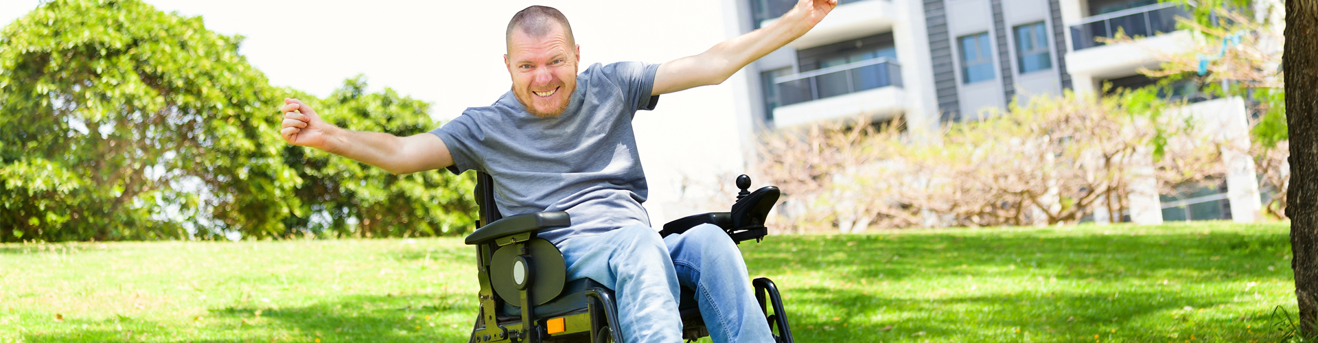 Man in wheelchair at park